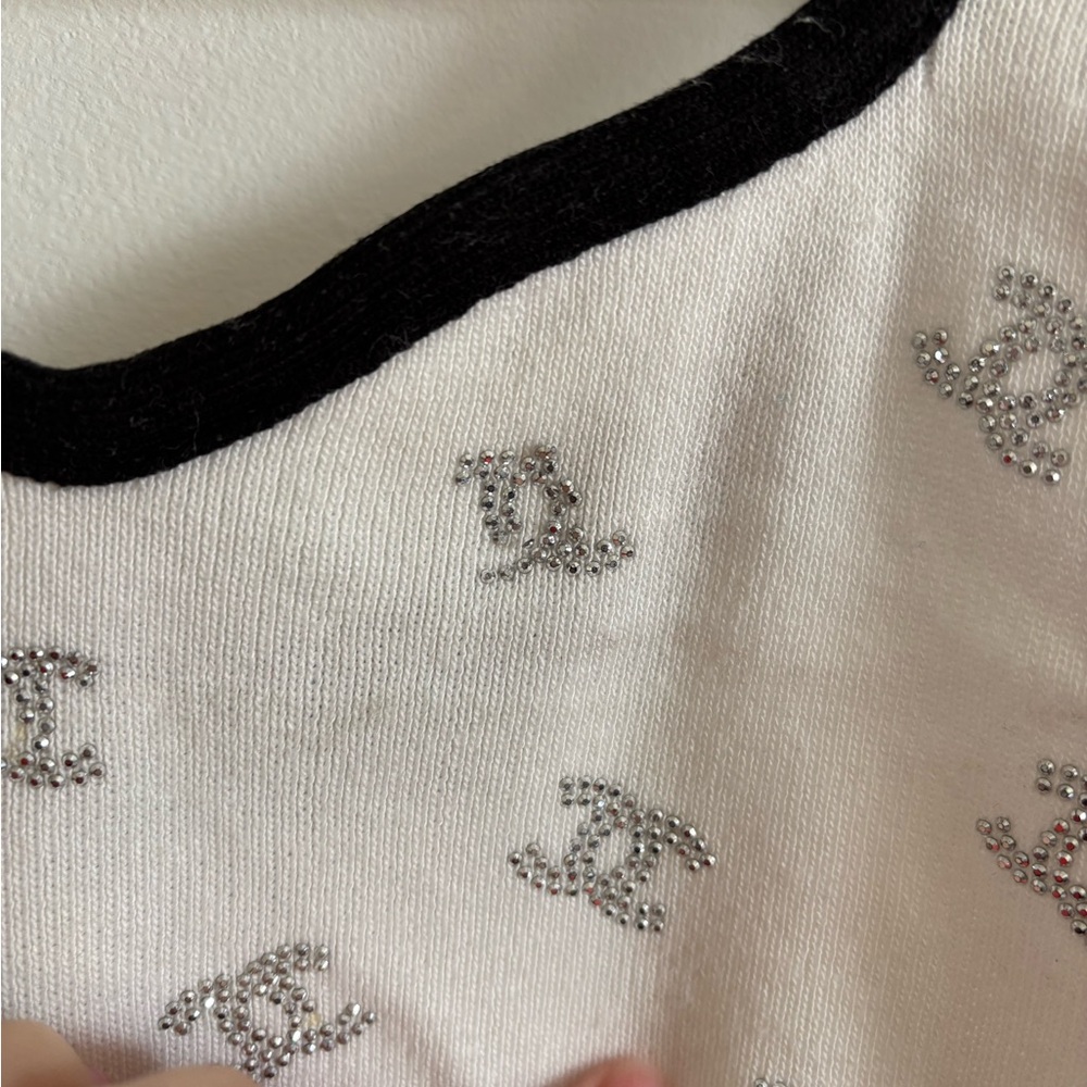Chanel White Tank Top with Black Trim - Picture 4 of 5